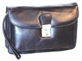 Mens wrist bag with flap<br> soft calf leather!